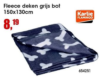 Aanbiedingen Fleece deken grijs bot - Karlie - Geldig van 26/02/2016 tot 31/03/2016 bij Multi Bazar