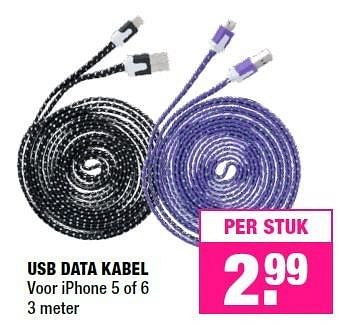 Aanbiedingen Usb data kabel - Huismerk - Big Bazar - Geldig van 29/02/2016 tot 13/03/2016 bij Big Bazar