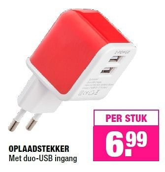 Aanbiedingen Oplaadstekker met duo-usb ingang - Huismerk - Big Bazar - Geldig van 29/02/2016 tot 13/03/2016 bij Big Bazar