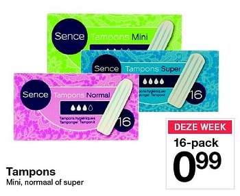 Aanbiedingen Tampons - Sence - Geldig van 12/03/2016 tot 19/03/2016 bij Zeeman