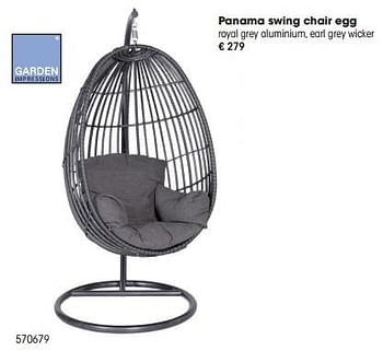 Aanbiedingen Panama swing chair egg - Garden Impressions - Geldig van 09/03/2016 tot 30/06/2016 bij Multi Bazar