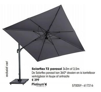 Aanbiedingen Solarflex t2 parasol - Platinum Casual Living - Geldig van 09/03/2016 tot 30/06/2016 bij Multi Bazar