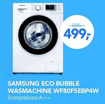 Aanbiedingen Samsung eco bubble wasmachine wf80f5ebp4w energieklasse a+++ - Samsung - Geldig van 29/02/2016 tot 31/03/2016 bij Coolblue