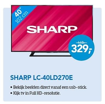 Aanbiedingen Sharp lc-40ld270e - Sharp - Geldig van 29/02/2016 tot 31/03/2016 bij Coolblue
