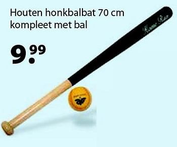 Aanbiedingen Houten honkbalbat 70 cm kompleet met bal - Huismerk - Multi Bazar - Geldig van 14/03/2016 tot 03/04/2016 bij Multi Bazar