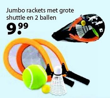 Aanbiedingen Jumbo rackets met grote shuttle en 2 ballen - Huismerk - Multi Bazar - Geldig van 14/03/2016 tot 03/04/2016 bij Multi Bazar