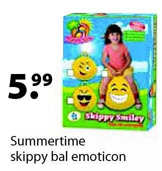Aanbiedingen Summertime skippy bal emoticon - Nicotoy - Geldig van 14/03/2016 tot 03/04/2016 bij Multi Bazar