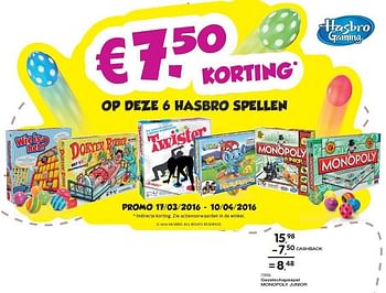 Aanbiedingen Gezelschapsspel monopoly junior - Hasbro - Geldig van 15/03/2016 tot 19/04/2016 bij Supra Bazar