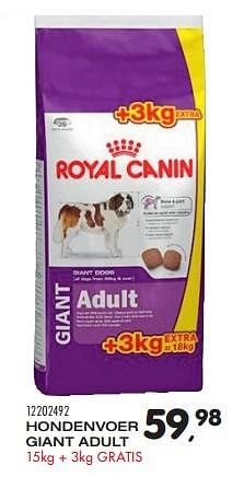 Aanbiedingen Hondenvoer giant adult - Royal Canin - Geldig van 15/03/2016 tot 19/04/2016 bij Supra Bazar