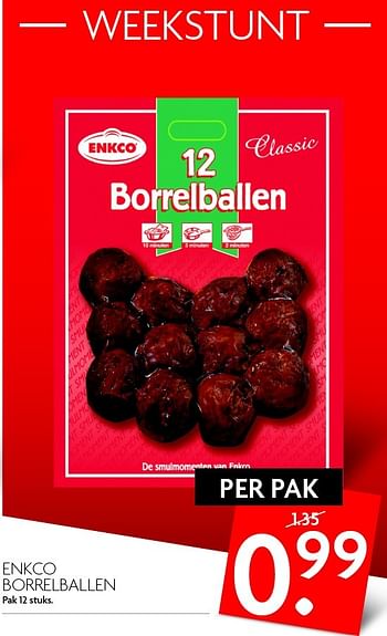 Aanbiedingen Enkco borrelballen - Enkco - Geldig van 13/03/2016 tot 19/03/2016 bij Deka Markt
