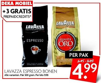 Aanbiedingen Lavazza espresso bonen - Lavazza - Geldig van 13/03/2016 tot 19/03/2016 bij Deka Markt