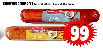 Aanbiedingen Zandvliet grillworst naturel of kaas - Zandvliet - Geldig van 13/03/2016 tot 19/03/2016 bij Lekker Doen