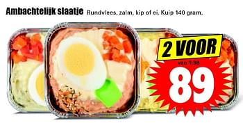 Aanbiedingen Ambachtelijk slaatje rundvlees, zalm, kip of ei - Huismerk - Dirk - Geldig van 13/03/2016 tot 19/03/2016 bij Lekker Doen