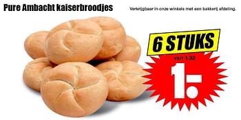 Aanbiedingen Pure ambacht kaiserbroodjes - Huismerk - Dirk - Geldig van 13/03/2016 tot 19/03/2016 bij Lekker Doen