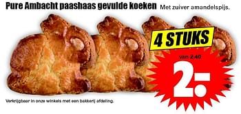 Aanbiedingen Pure ambacht paashaas gevulde koeken - Huismerk - Dirk - Geldig van 13/03/2016 tot 19/03/2016 bij Lekker Doen