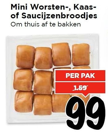 Aanbiedingen Mini worsten-, kaas- of saucijzenbroodjes - Huismerk Vomar - Geldig van 13/03/2016 tot 19/03/2016 bij Vomar