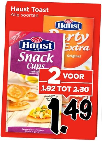 Aanbiedingen Haust toast - Haust - Geldig van 13/03/2016 tot 19/03/2016 bij Vomar