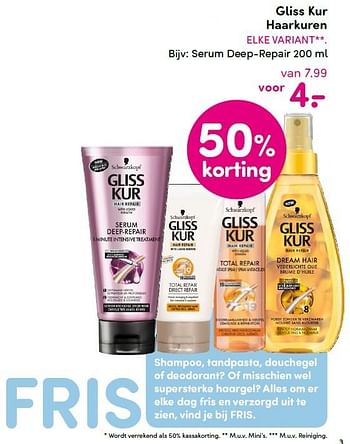 Aanbiedingen Gliss kur haarkuren serum deep-repair - Gliss Kur - Geldig van 07/03/2016 tot 20/03/2016 bij da