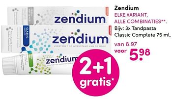 Aanbiedingen Zendium 3x tandpasta classic complete - Zendium - Geldig van 07/03/2016 tot 20/03/2016 bij da