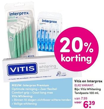 Aanbiedingen Vitis en interprox vitis whitening tandpasta - Vitis - Geldig van 07/03/2016 tot 20/03/2016 bij da