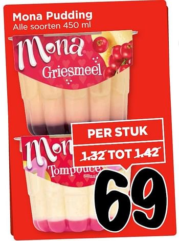 Aanbiedingen Mona pudding - Mona - Geldig van 13/03/2016 tot 19/03/2016 bij Vomar