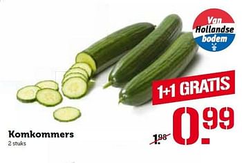 Aanbiedingen Komkommers - Huismerk - Coop - Geldig van 14/03/2016 tot 20/03/2016 bij Coop