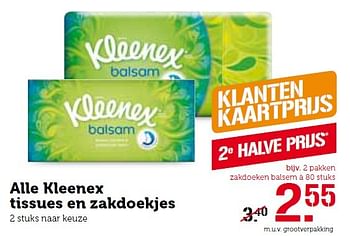 Aanbiedingen Alle kleenex tissues en zakdoekjes - Kleenex - Geldig van 14/03/2016 tot 20/03/2016 bij Coop