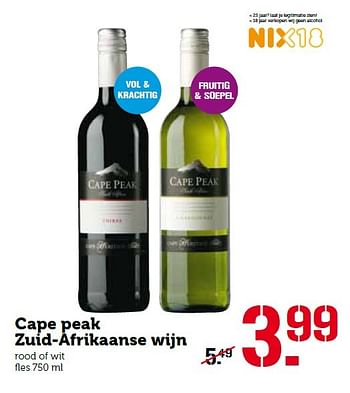 Aanbiedingen Cape peak zuid-afrikaanse wijn - Witte wijnen - Geldig van 14/03/2016 tot 20/03/2016 bij Coop