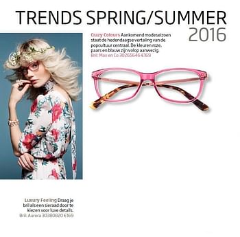 Aanbiedingen Crazy colours aankomend modeseizoen - Huismerk - Specsavers - Geldig van 22/02/2016 tot 21/03/2016 bij Specsavers