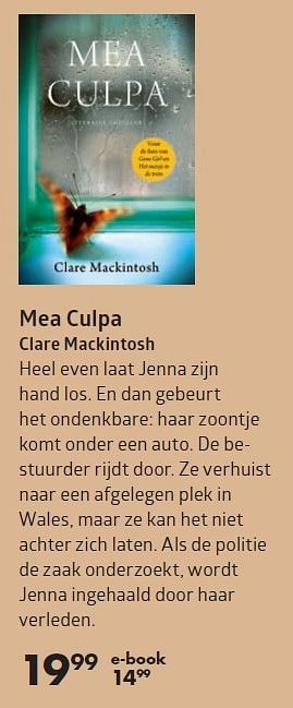 Aanbiedingen Mea culpa clare mackintosh - Huismerk-Bruna - Geldig van 07/03/2016 tot 20/03/2016 bij Bruna