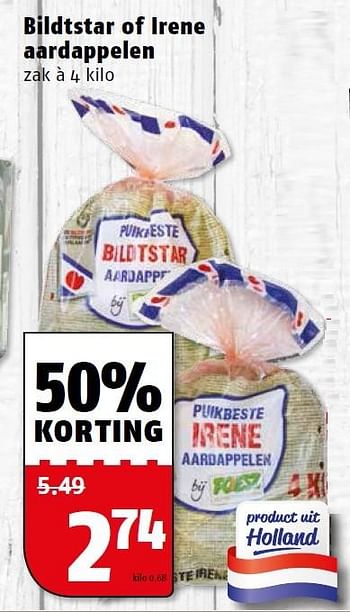 Aanbiedingen Bildtstar of irene aardappelen - Huismerk Poiesz - Geldig van 14/03/2016 tot 20/03/2016 bij Poiesz
