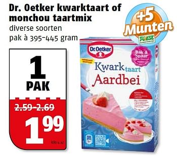 Aanbiedingen Dr. oetker kwarktaart of monchou taartmix - Dr. Oetker - Geldig van 14/03/2016 tot 20/03/2016 bij Poiesz