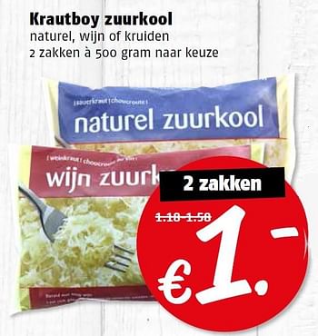 Aanbiedingen Krautboy zuurkool - Huismerk Poiesz - Geldig van 14/03/2016 tot 20/03/2016 bij Poiesz