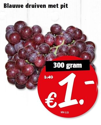 Aanbiedingen Blauwe druiven met pit - Huismerk Poiesz - Geldig van 14/03/2016 tot 20/03/2016 bij Poiesz