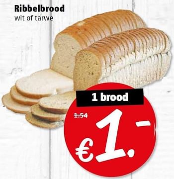 Aanbiedingen Ribbelbrood wit of tarwe - Huismerk Poiesz - Geldig van 14/03/2016 tot 20/03/2016 bij Poiesz