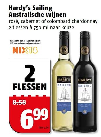 Aanbiedingen Hardy`s sailing australische wijnen - Rode wijnen - Geldig van 14/03/2016 tot 20/03/2016 bij Poiesz