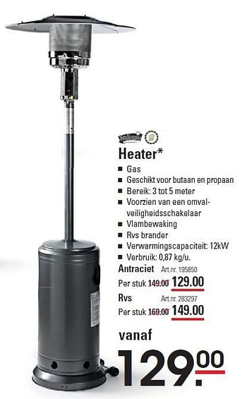 Aanbiedingen Heater - Sediamo - Geldig van 10/03/2016 tot 28/03/2016 bij Sligro