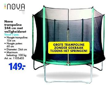 Aanbiedingen Nova trampoline 244 cm met veiligheidsnet - Nova - Geldig van 05/03/2016 tot 21/08/2016 bij Bart Smit