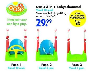 Aanbiedingen Oasis 3-in-1 babyschommel - Oasis Toys - Geldig van 05/03/2016 tot 21/08/2016 bij Bart Smit