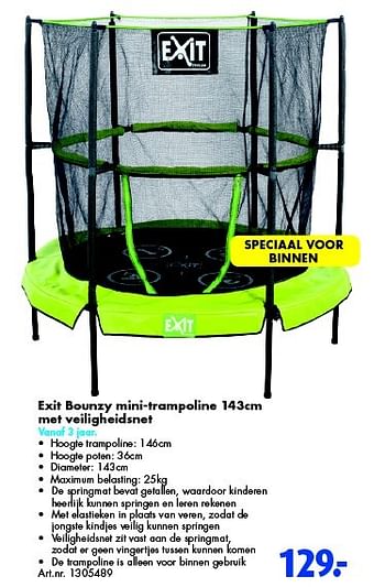Aanbiedingen Exit bounzy mini-trampoline met veiligheidsnet - Exit - Geldig van 05/03/2016 tot 21/08/2016 bij Bart Smit