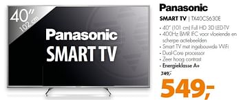 Aanbiedingen Panasonic smart tv tx40cs630e - Panasonic - Geldig van 14/03/2016 tot 20/03/2016 bij Expert