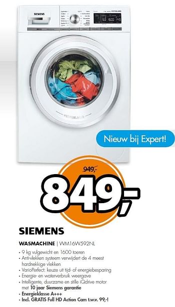 Aanbiedingen Siemens wasmachine wm16w592nl - Siemens - Geldig van 14/03/2016 tot 20/03/2016 bij Expert