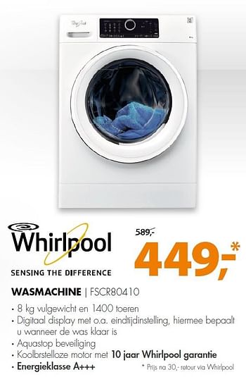 Aanbiedingen Whirlpool wasmachine fscr80410 - Whirlpool - Geldig van 14/03/2016 tot 20/03/2016 bij Expert