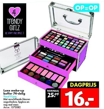 Aanbiedingen Luxe make-up koffer 74-delig - 4 Trendy Girlz - Geldig van 12/03/2016 tot 27/03/2016 bij Bart Smit