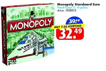 Aanbiedingen Monopoly standaard euro - Hasbro - Geldig van 12/03/2016 tot 27/03/2016 bij Bart Smit
