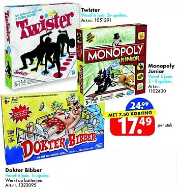 Aanbiedingen Monopoly junior - Hasbro - Geldig van 12/03/2016 tot 27/03/2016 bij Bart Smit