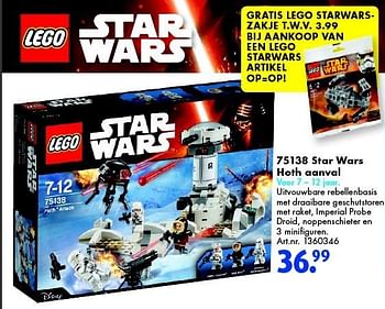 Aanbiedingen 75138 star wars hoth aanval - Lego - Geldig van 12/03/2016 tot 27/03/2016 bij Bart Smit