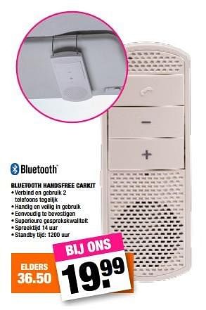 Aanbiedingen Bluetooth handsfree carkit - Huismerk - Big Bazar - Geldig van 14/03/2016 tot 27/03/2016 bij Big Bazar