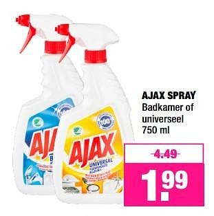 Aanbiedingen Ajax spray badkamer of universeel - Ajax - Geldig van 14/03/2016 tot 27/03/2016 bij Big Bazar