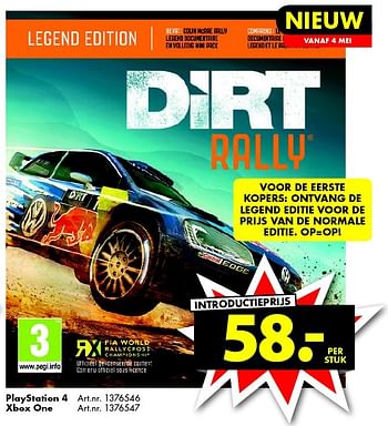 Aanbiedingen Playstation 4 dirt rally - CodeMasters - Geldig van 19/03/2016 tot 03/04/2016 bij Bart Smit
